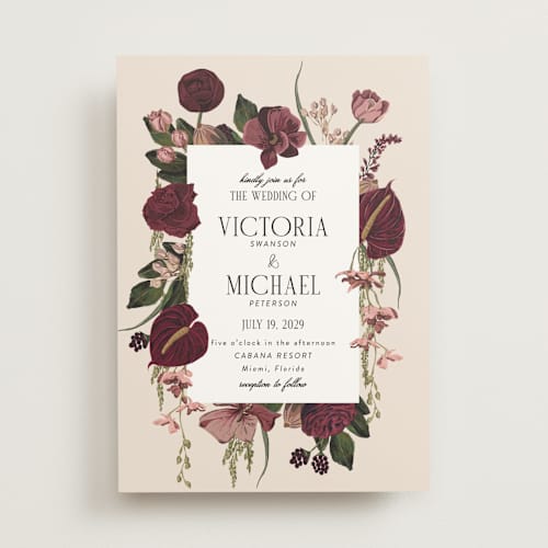 This is a vinery wedding invitations with standard by Susan Moyal called romantics printing on signature in standard