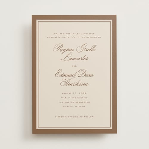 This is a nutmeg wedding invitations with standard by chocomocacino called krytharaki printing on signature in standard