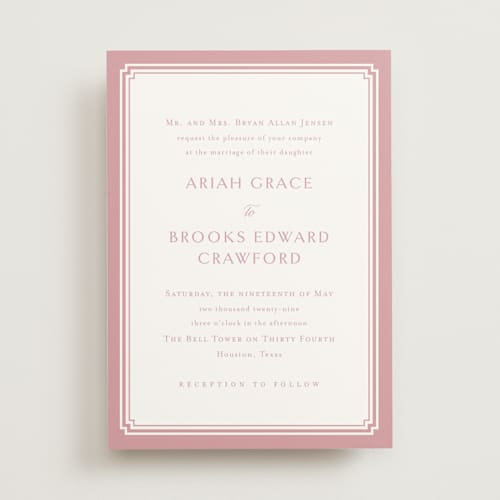 This is a bubblegum wedding invitations with standard by Jennifer Postorino called ariah printing on signature in standard
