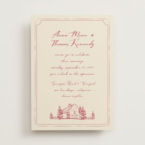 This is a crimson wedding invitations with standard by Sherley Ferreira called southern soul printing on signature in standard