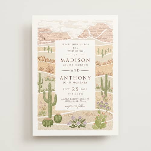 This is a red rock wedding invitations with standard by Paper Sun Studio called westward printing on signature in standard