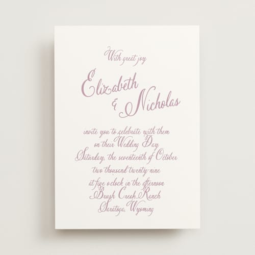 This is a lilac dreams wedding invitations with standard by Design Lotus called lavender dreams printing on signature in standard