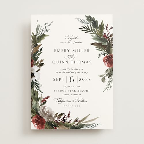 This is a garnet wedding invitations with standard by Kate Ahn called poetique printing on signature in standard