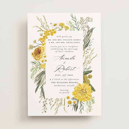 This is a honey wedding invitations with standard by Susan Moyal called organic florals printing on signature in standard