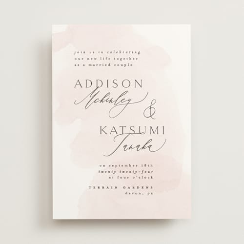 This is a blush wedding invitations with standard by Everett Paper Goods called softly layered printing on signature in standard