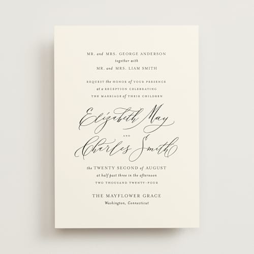 This is a linen wedding invitations with standard by Design Lotus called elysium printing on signature in standard