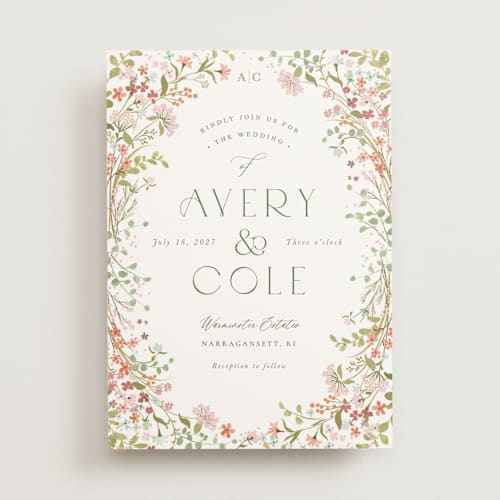 This is a peony wedding invitations with standard by Jennifer Wick called avery printing on signature in standard