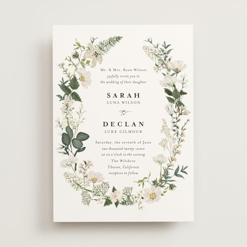 This is a opal wedding invitations with standard by Susan Moyal called lilac bloom printing on signature in standard