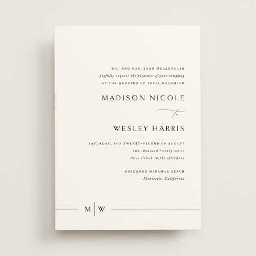 This is a cotton wedding invitations with standard by Jennifer Postorino called align printing on signature in standard