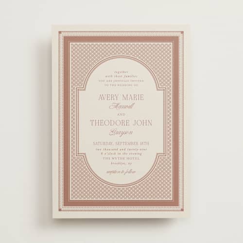 This is a cappuccino wedding invitations with standard by Kelly Watkins called literary printing on signature in standard