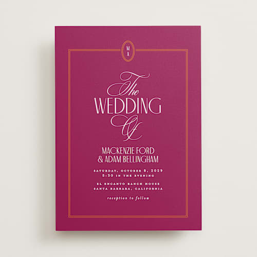 This is a dahlia wedding invitations with standard by Owl and Toad called sophisticate printing on signature in standard