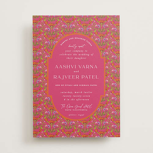This is a fuchsia wedding invitations with standard by Pati Cascino called varna printing on signature in standard