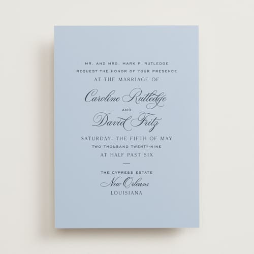 This is a frost wedding invitations with standard by Megan Davis called nola printing on signature in standard