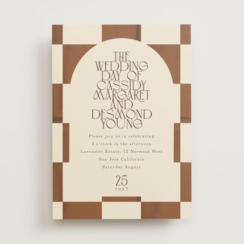 This is a wood wedding invitations with standard by Baumbirdy called checker wash printing on signature in standard