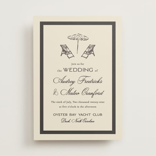 This is a blackbeard wedding invitations with standard by Jackie Crawford called kitty hawk printing on signature in standard
