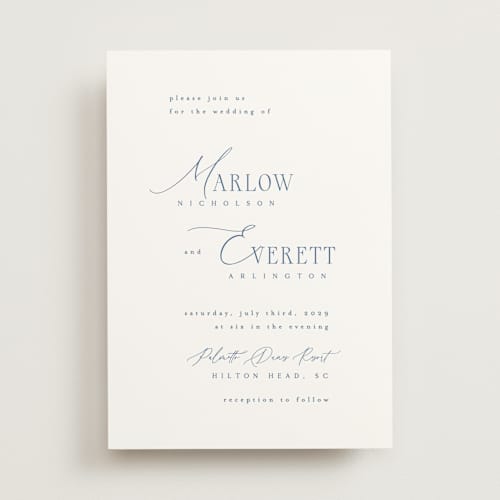 This is a ocean wedding invitations with standard by Kelly Schmidt called scripted initials printing on signature in standard