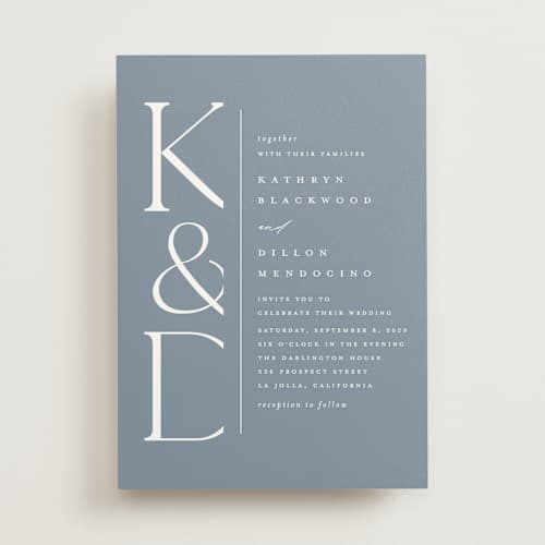 This is a hydrangea wedding invitations with standard by Erica Krystek called modern monogram printing on signature in standard
