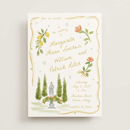 This is a limone wedding invitations with standard by Pati Cascino called giardino printing on signature in standard