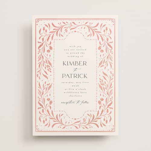 This is a peony wedding invitations with standard by Ashley DeMeyere called porcelain printing on signature in standard