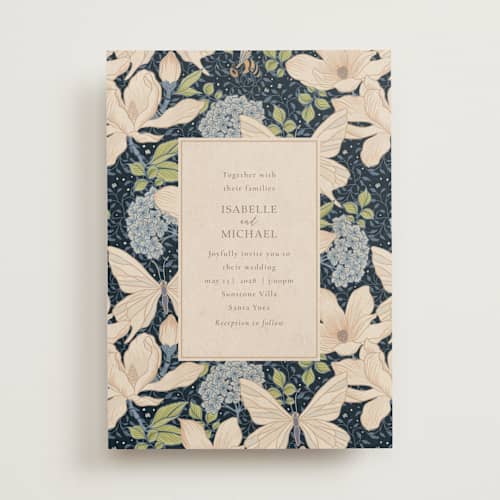 This is a sky wedding invitations with standard by Sabrin Deirani called magnolias printing on signature in standard