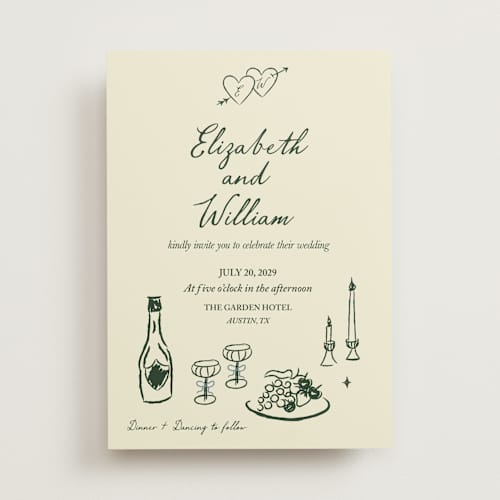 This is a forest wedding invitations with standard by Helena Vitto called vintage lovers printing on signature in standard