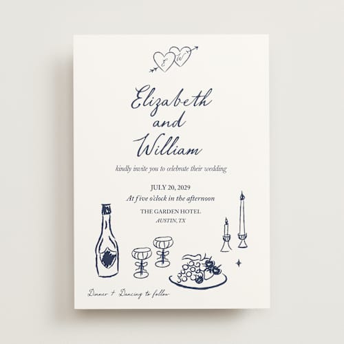 This is a midnight wedding invitations with standard by Helena Vitto called vintage lovers printing on signature in standard