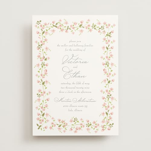This is a peony wedding invitations with standard by Baumbirdy called rosebud printing on signature in standard