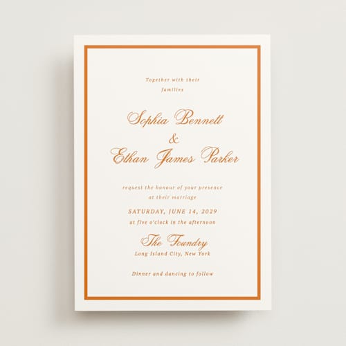 This is a citrus burst wedding invitations with standard by Cass Loh called chic union printing on signature in standard
