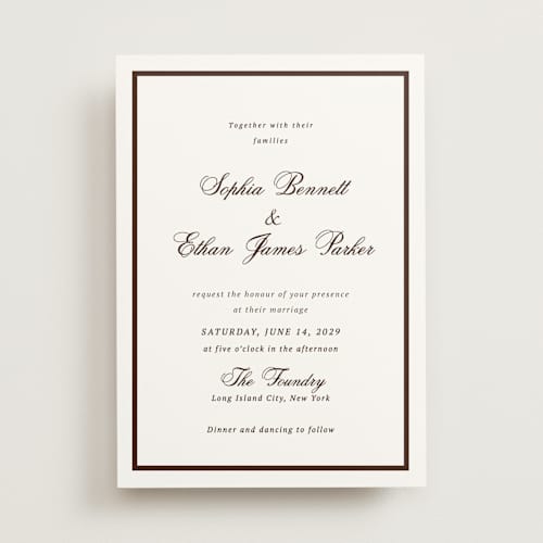 This is a espresso noir wedding invitations with standard by Cass Loh called chic union printing on signature in standard