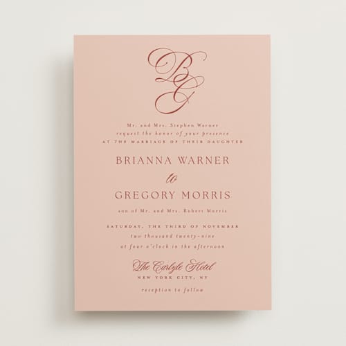 This is a clay wedding invitations with standard by Everett Paper Goods called carlyle printing on signature in standard