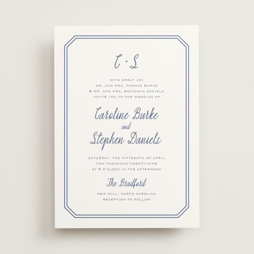 This is a blueberry wedding invitations with standard by Carolyn MacLaren called deluxe printing on signature in standard
