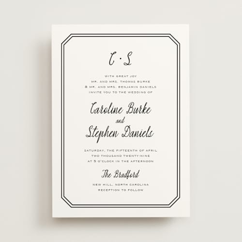 This is a tuxedo wedding invitations with standard by Carolyn MacLaren called deluxe printing on signature in standard