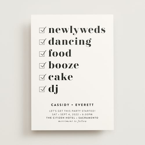 This is a cotton wedding invitations with standard by Christie Garcia called key ingredients printing on signature in standard