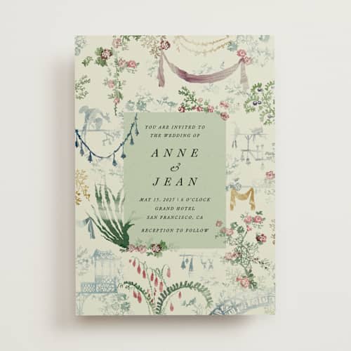 This is a greenhouse wedding invitations with standard by Sumak Studio called chinoiserie printing on signature in standard