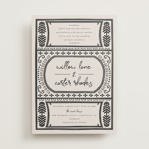 This is a midnight wedding invitations with standard by Kelly Watkins called vase printing on signature in standard
