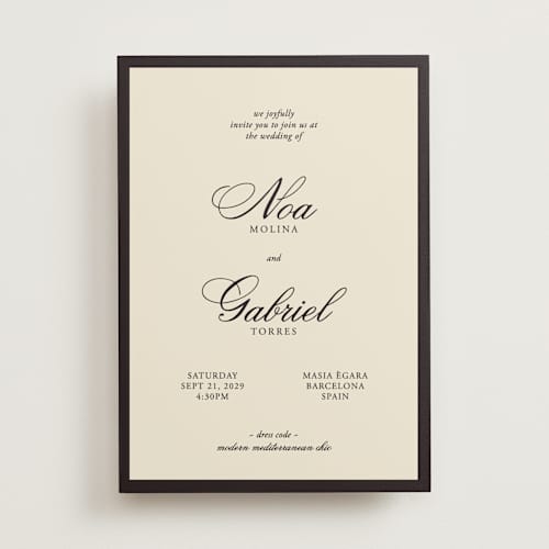 This is a coal wedding invitations with standard by Ani Somi called borders printing on signature in standard