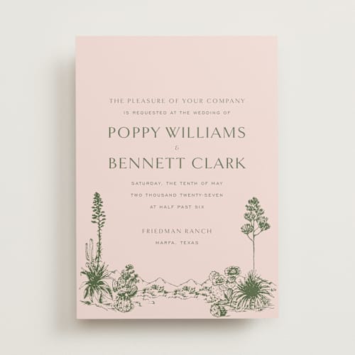 This is a blossom wedding invitations with standard by Megan Davis called rancho printing on signature in standard