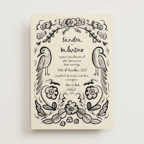 This is a ink wash wedding invitations with standard by Ani Somi called santa catalina printing on signature in standard