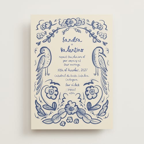 This is a marseille bleu wedding invitations with standard by Ani Somi called santa catalina printing on signature in standard