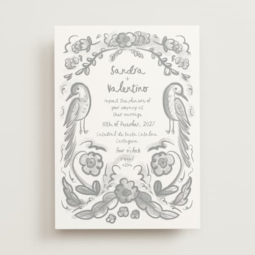 This is a graphite wedding invitations with standard by Ani Somi called santa catalina printing on signature in standard