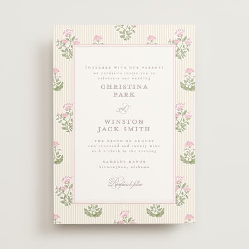 This is a rosebud wedding invitations with standard by Creo Study called patterned florals printing on signature in standard