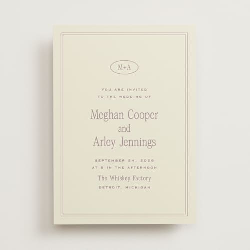 This is a mauve wedding invitations with standard by Ellen Schlegelmilch called cherry printing on signature in standard