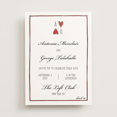 This is a lily wedding invitations with standard by Pati Cascino called two hearts printing on signature in standard