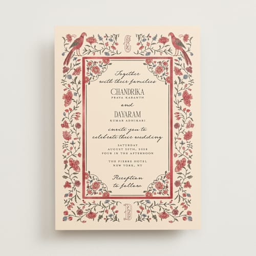 This is a almond wedding invitations with standard by Jenna Holcomb called tapestry printing on signature in standard