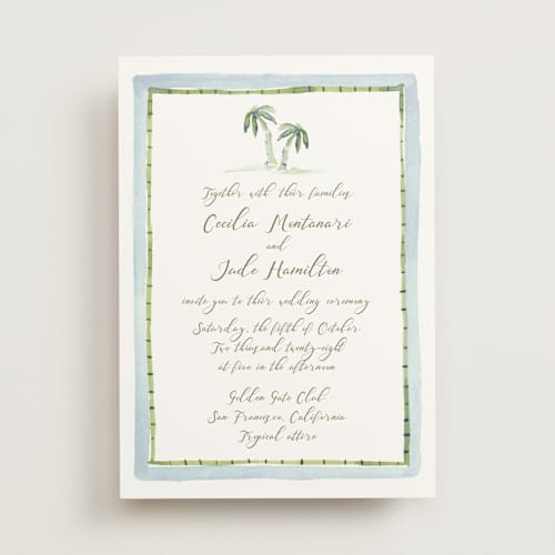 This is a celeste wedding invitations with standard by Pati Cascino called alento printing on signature in standard