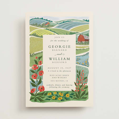 This is a barn wedding invitations with standard by Paper Sun Studio called farm and field printing on signature in standard