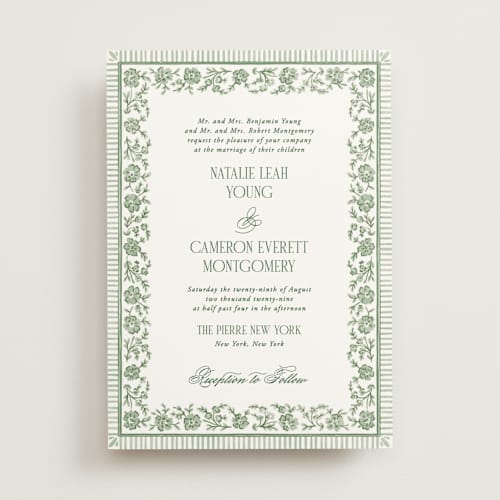 This is a ivy wedding invitations with standard by Jenna Holcomb called embroidered printing on signature in standard