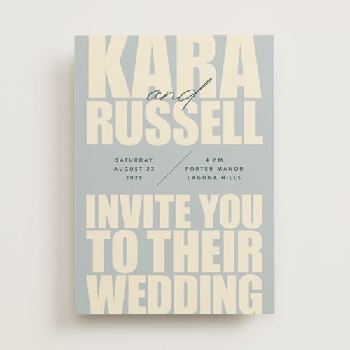 This is a dew wedding invitations with standard by Stacey Day called typographical poster printing on signature in standard