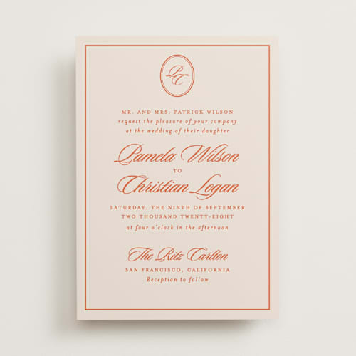 This is a sunset wedding invitations with standard by Creo Study called scripted printing on signature in standard