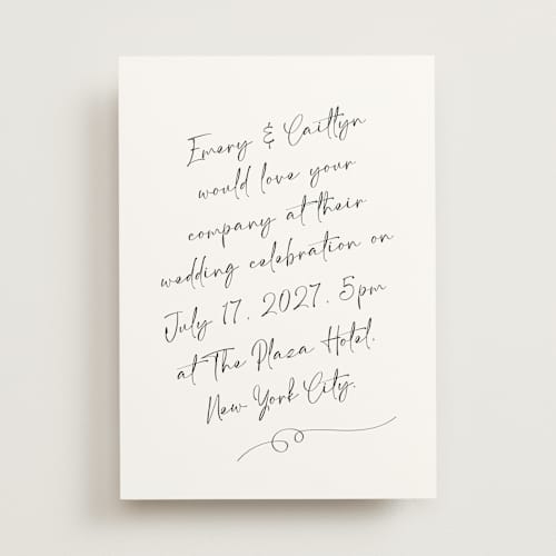 This is a ivory wedding invitations with standard by Adelyn T. called ink scribble printing on signature in standard